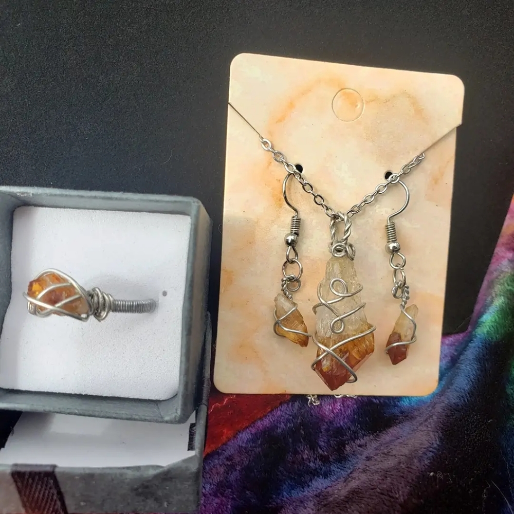 Smokey Moon Tears set with ring